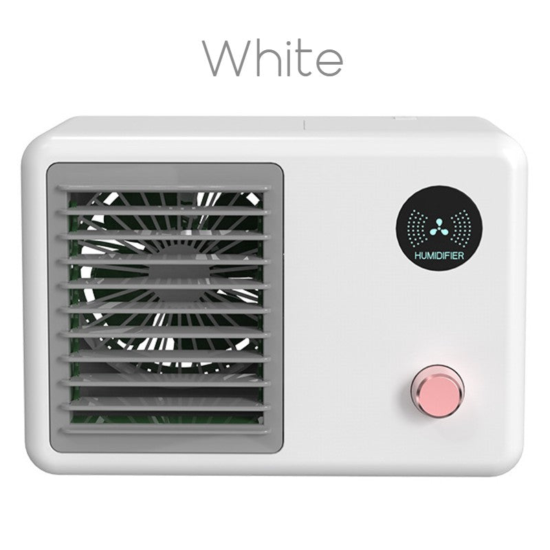 Frendorf | 2-in-1 Wireless Retro Radio-förmiger Ventilator mit Luftbefeuchter, mit Nachtlicht, 3 Windmodi & verstellbarem Winkel, für Schreibtisch, Tisch & mehr