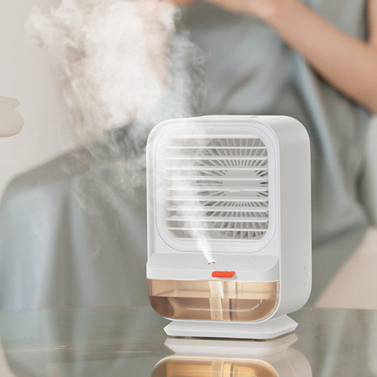 Frendorf | 2-in-1 Wiederaufladbarer Kompakter Tischventilator & Luftbefeuchter, mit 3 Geschwindigkeitsstufen, für Zuhause & Büro