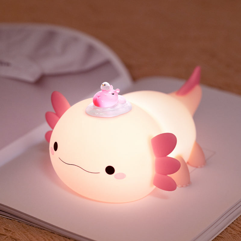 Axolotl Squishy Silikon LED Nachttischlampe - Perfektes Geschenk für Kinder und Mädchen