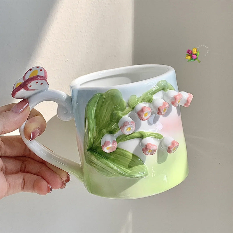 Frendorf 3D Floral Handbemalte Tasse
