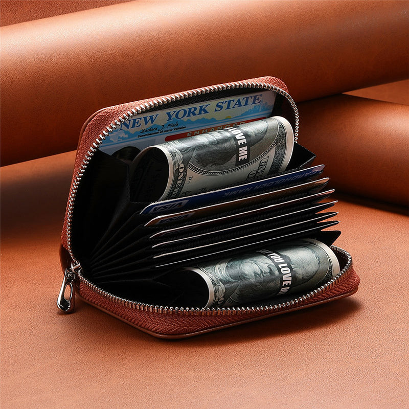 Frendorf | Intelligente AirTag-Reißverschluss-RFID-Leder-Geldbörse