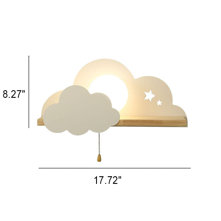 Nordische Macaron-Wolken-Wandleuchte aus Glas und Holz mit 1 Licht
