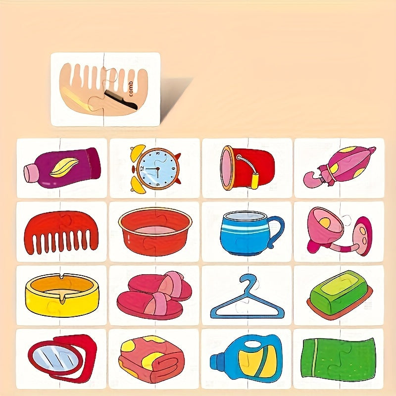 Frendorf | Bildungs-Puzzle-Set für Kinder – 16 Teile mit lustigen Bildern von Berufen, Fahrzeugen und Gemüse