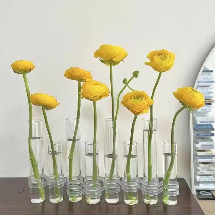 Flexibler Blumenvasen mit Scharnieren | Moderne Glasrohrvase