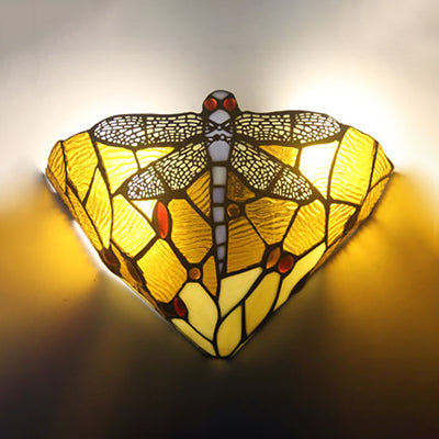Frendorf | 1 Licht Libelle Dekoratie Wandverlichting Rustiek Gekleurd Glas 1 Licht Art Deco Wandlamp