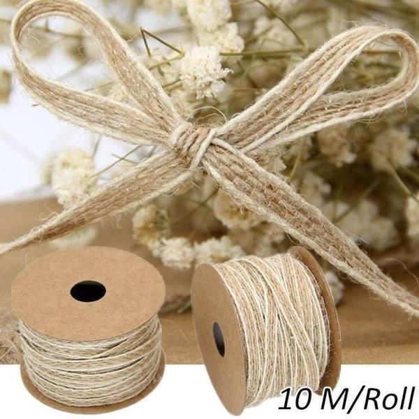 Frendorf | 10M/Rolle Breite 0,5 cm Jute-Burlap-Rollen Hessian Band mit Spitze Vintage Rustikale Hochzeitsdekoration