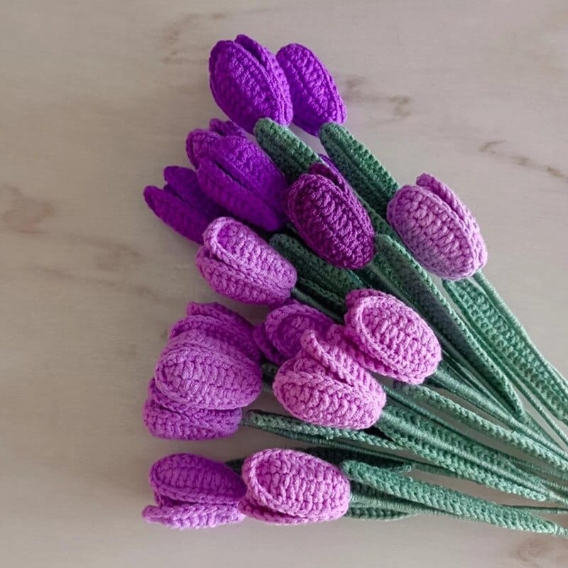 Frendorf | 10 Stück Handgestrickte Häkel-Tulpenblumen