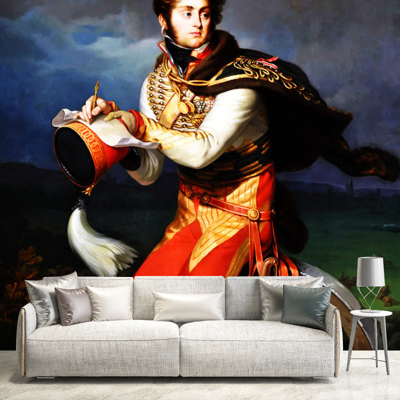 Frendorf | Braun und Rote Malerei Wandbild Tapete Wasserbeständig Wanddekor für Gästezimmer