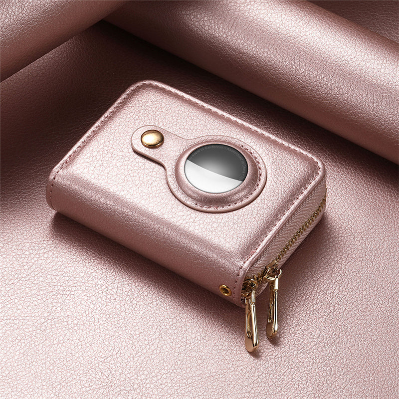 Frendorf | Intelligente AirTag-Reißverschluss-RFID-Leder-Geldbörse