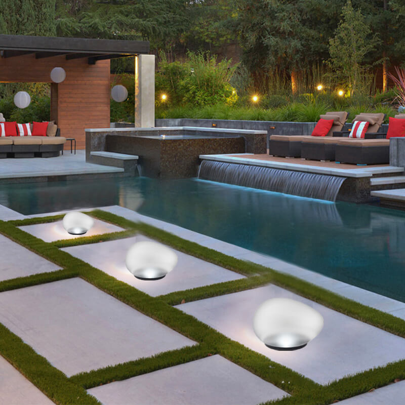 Solar Pebble ABS Sandgestrahltes Glas LED Außenlandschaftslicht