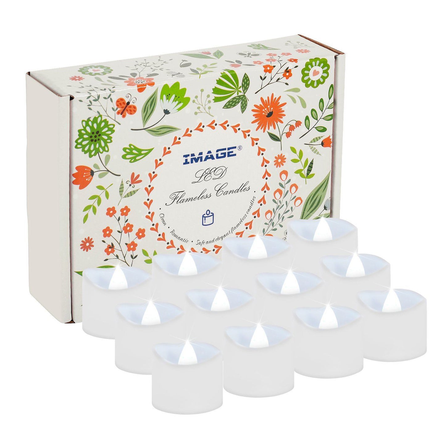 Frendorf | 12-teilig: LED Teelichtkerze mit 100 Stück Fake Rosenblüten