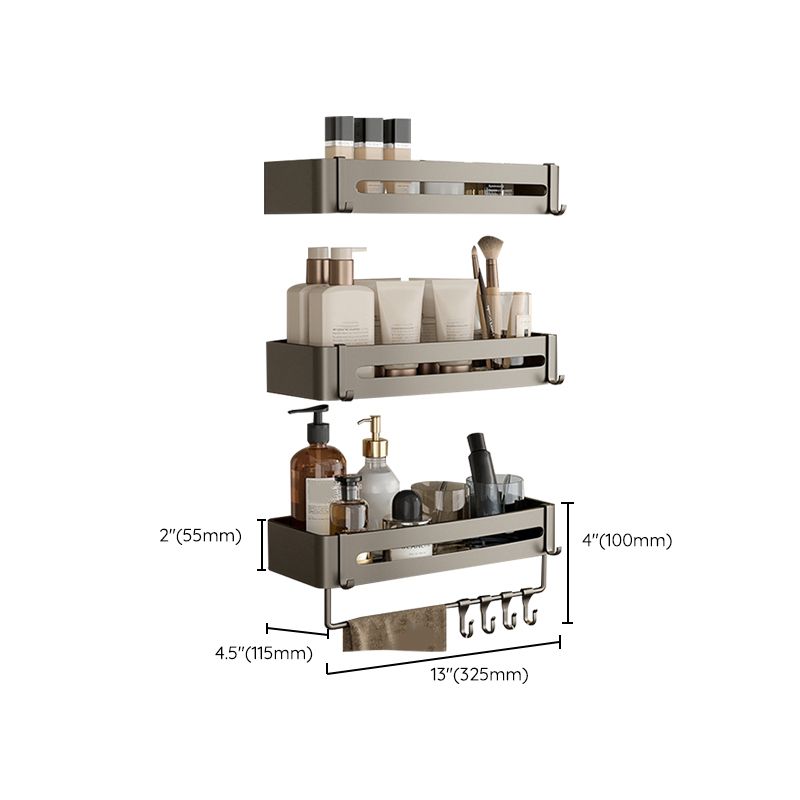 Frendorf | Zeitgemäßes Aluminium Badezimmer Zubehörset Graue Badablage