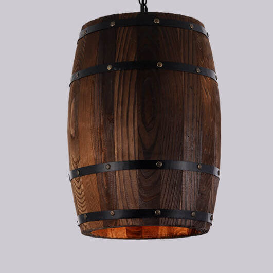 Frendorf | BarrelGlow Vintage Pendelleuchte | Holz-Weinfass-Design | 1-flammig | Rustikale Beleuchtung