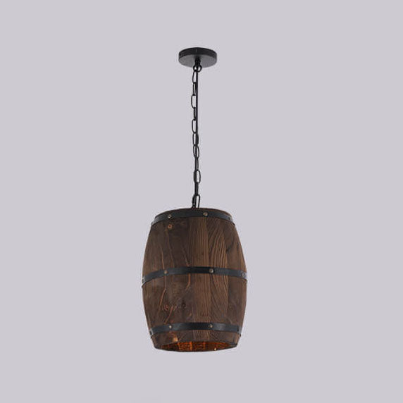 Frendorf | BarrelGlow Vintage Pendelleuchte | Holz-Weinfass-Design | 1-flammig | Rustikale Beleuchtung