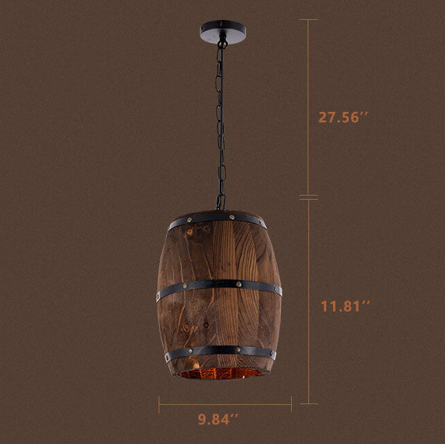 Frendorf | BarrelGlow Vintage Pendelleuchte | Holz-Weinfass-Design | 1-flammig | Rustikale Beleuchtung