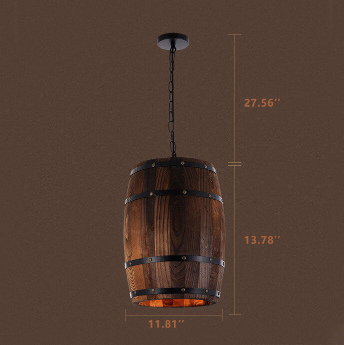 Frendorf | BarrelGlow Vintage Pendelleuchte | Holz-Weinfass-Design | 1-flammig | Rustikale Beleuchtung