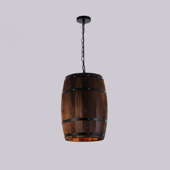 Frendorf | BarrelGlow Vintage Pendelleuchte | Holz-Weinfass-Design | 1-flammig | Rustikale Beleuchtung