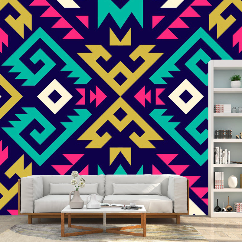 Frendorf | Bohemian Geo Symmetry Wandmural Aufkleber Rot-Gelb-Grün Wasserfest Wandverkleidung für Zuhause