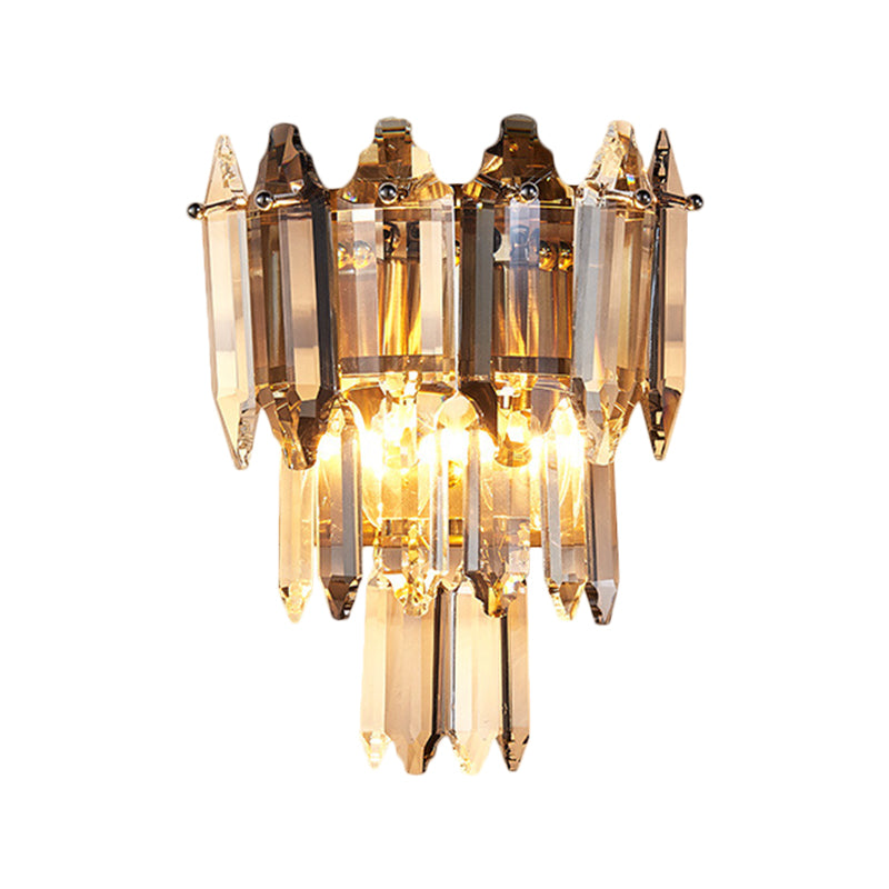 Frendorf | 2 Köpfe Abgeschrägter Flush Wand Sconces Moderne Gold Kristall Shuttle Wandmontage Lichtarmatur