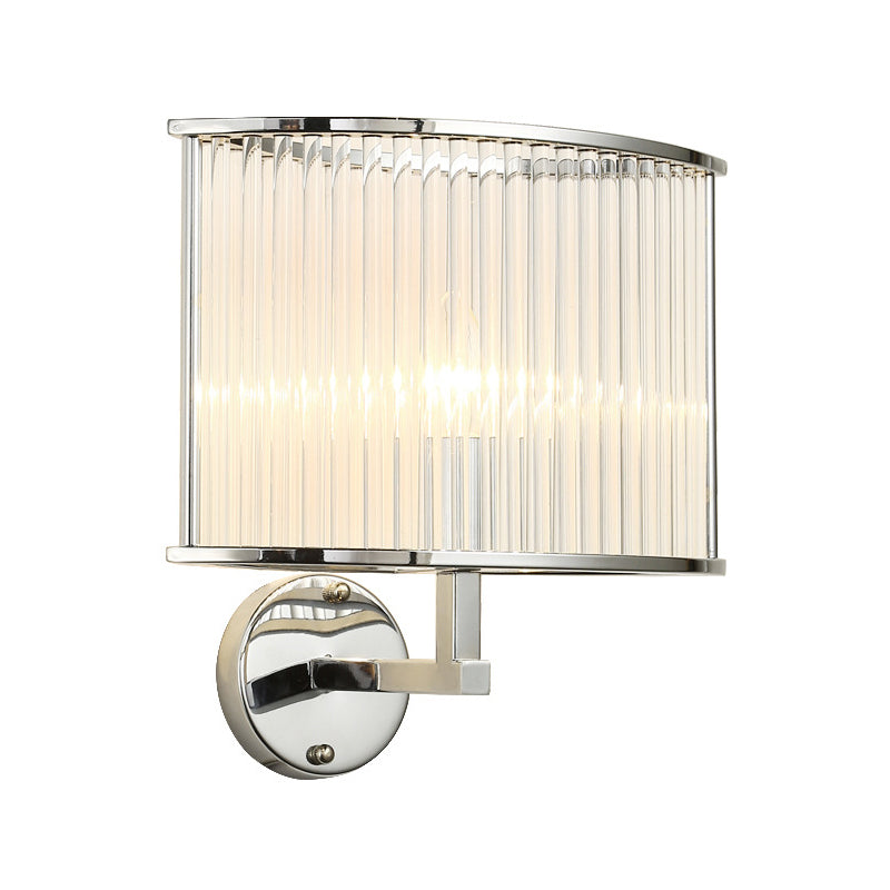 Frendorf | 1 Glühbirne Oblong Wandlampe Modern Silber Finish Klare Kristallröhre Schirm Wandleuchte Beleuchtung