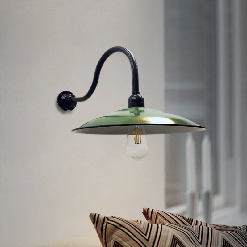 Frendorf | 1 Kop Schotel Wandverlichting Vintage Stijl Groene Metallic Wandlamp voor Eetkamer, 12"/14" Breedte