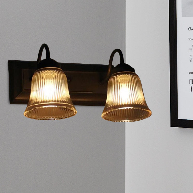 Frendorf | Bell Klare Textuur Glas Wandlamp Industrie Één Lamp Slaapkamer Sconcelicht in Zwart