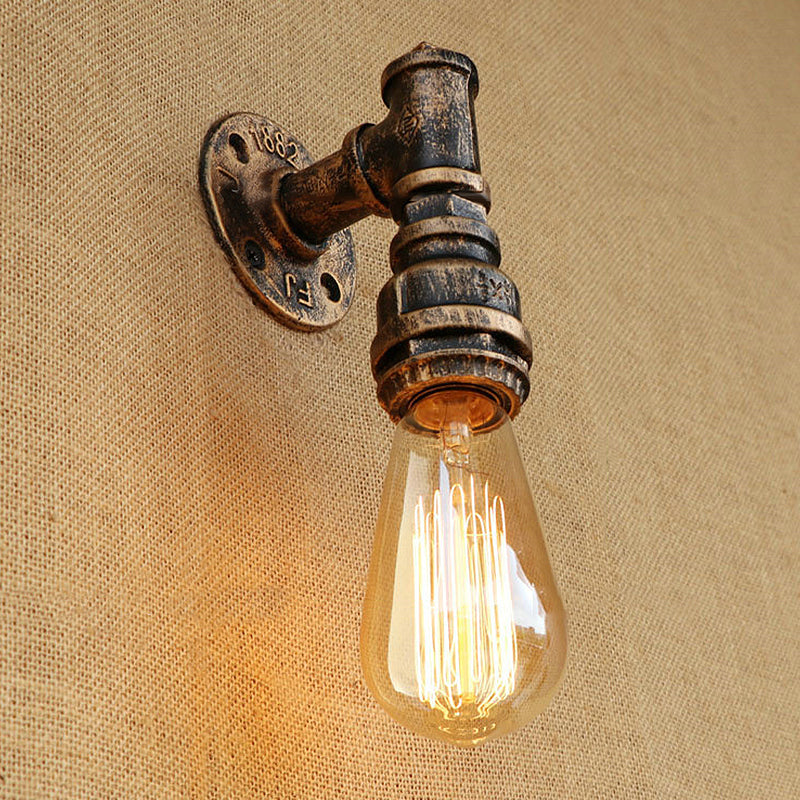 Frendorf | 1 Glühbirne Wand Sconce Beleuchtung mit Wasserrohr Metall Schirm Rustikal Industrie Wohnzimmer Wandlampe in Bronze