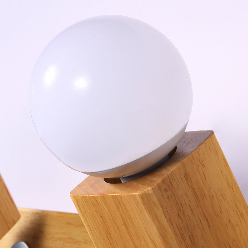 Frendorf | 3 Lichten Rotatable Wandlamp Armatuur met Open Bulb Hout Modernisme Slaapkamer Vanity Licht