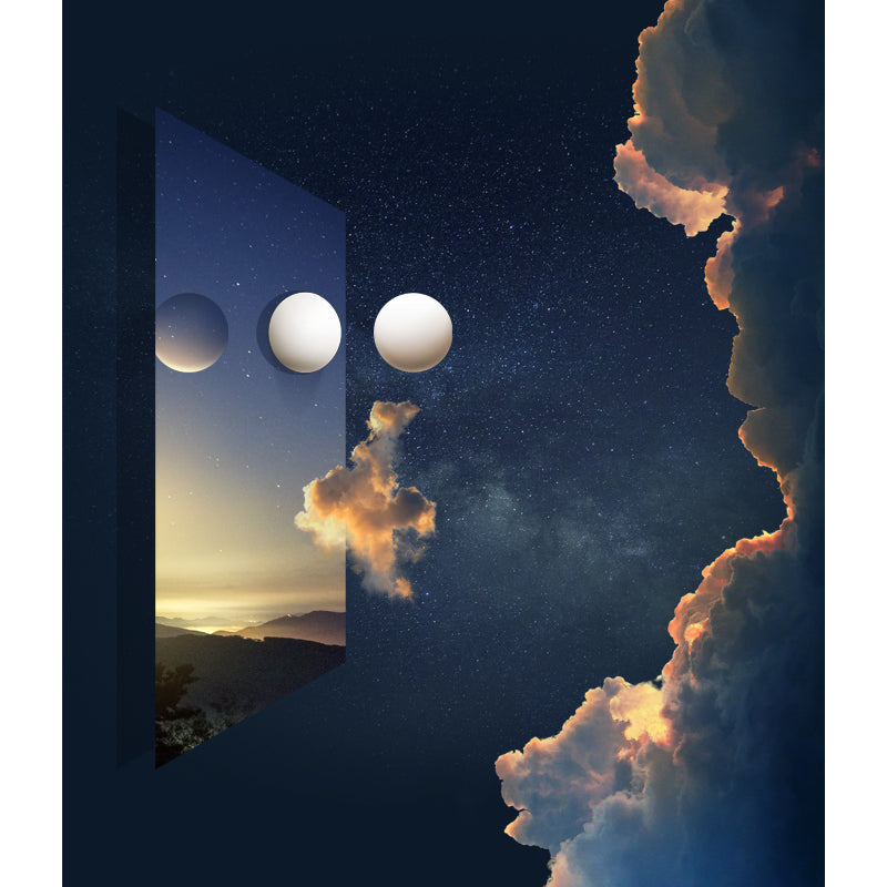 Frendorf | Blau-Weiß Twilight Tapete Mural Feuchtigkeitsbeständig Sci-Fi Wohnzimmer Wanddekoration