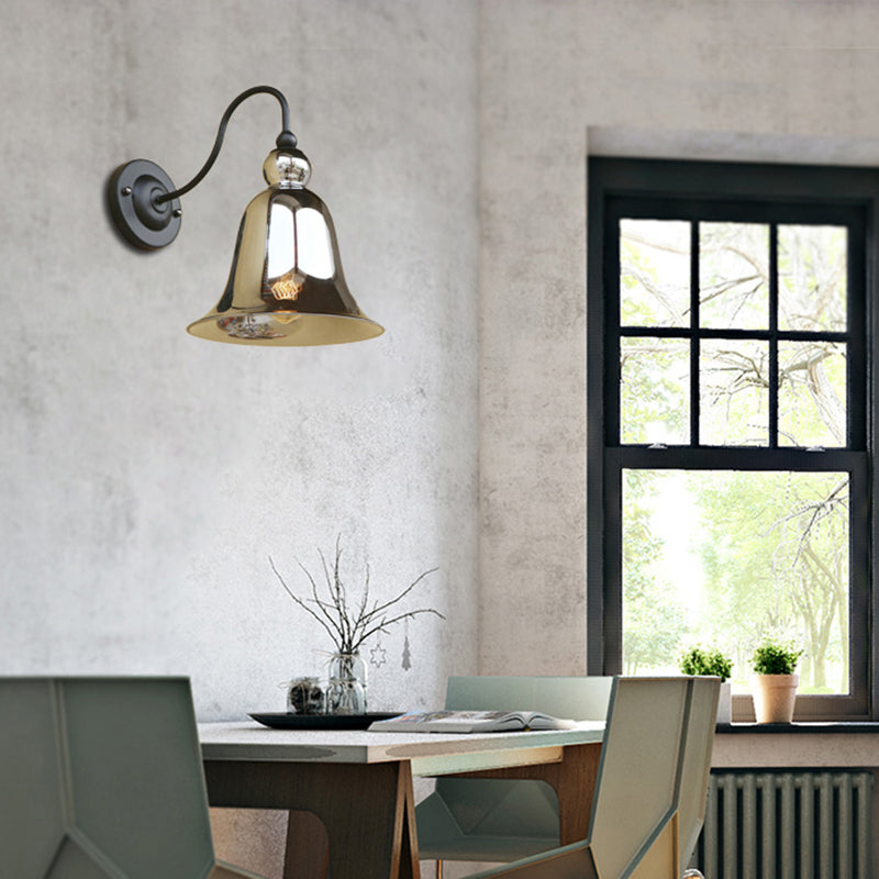 Frendorf | Bell Schlafzimmer Wandlichttragschale Industriell Klar/Grün/Rauchglas 1 Licht Schwarze Wandleuchte mit Gänsehautarm