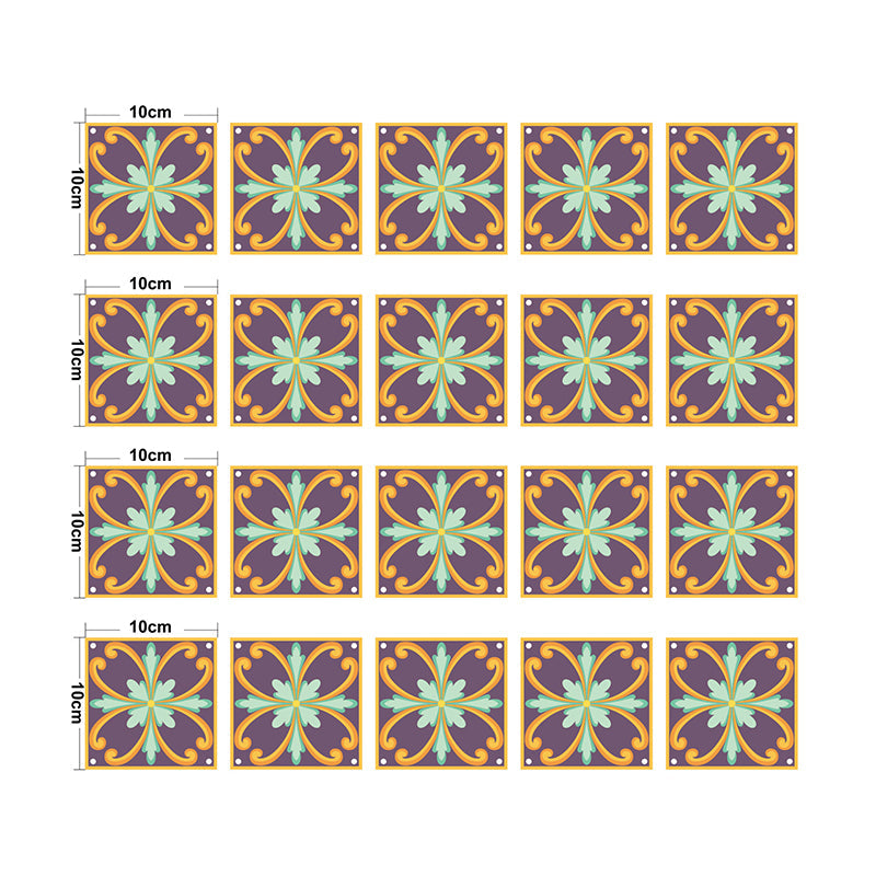 Frendorf | Boho Iris Flowers Wallpaper Panel Oranje-Paars Peel and Stick Wanddecoratie voor Woonkamer