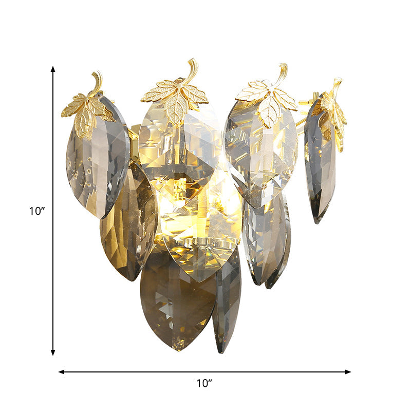 Frendorf | 3-Tier Wandleuchte Moderne Stil Kristallblock 2-Licht Gold Wandmontage Lampe für das Arbeitszimmer