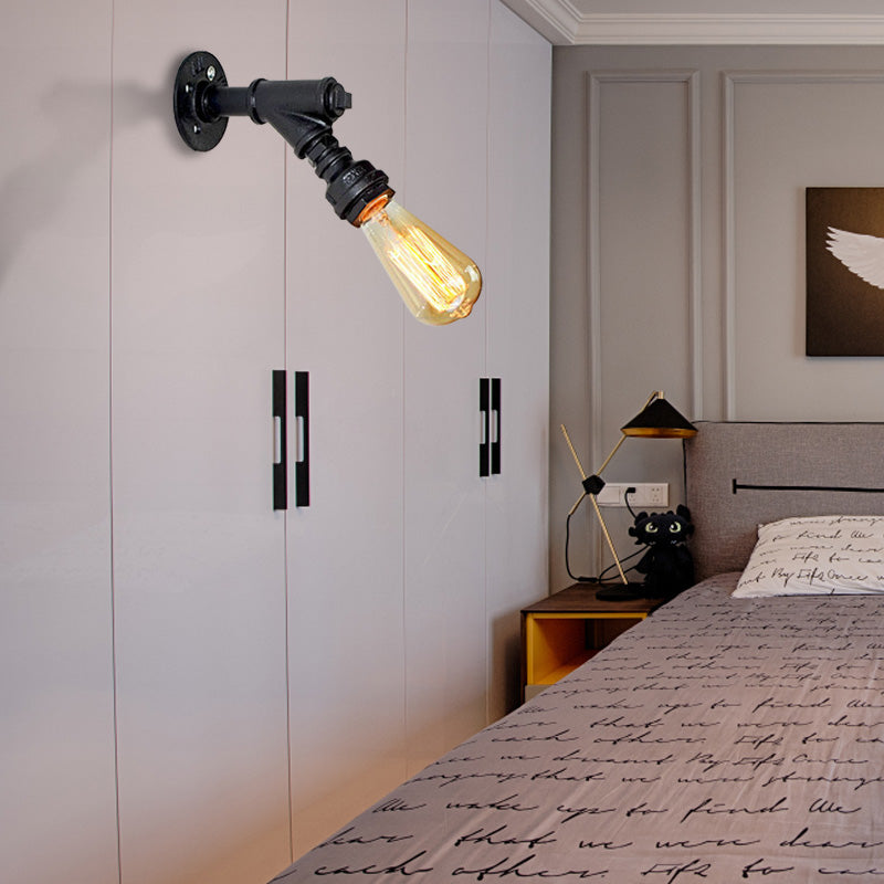 Frendorf | 1 Kopf Wand Licht Sconce Antik Stylisch Gepiped Metall Mini Sconce Beleuchtung Fixture in Rost/Schwarz für Restaurant