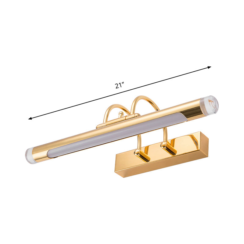 Frendorf | 16"/21" Breite Zylindrische Vanity Lichtarmatur Modernismus Stil Metallic LED Innen Wandlampe in Gold, Warm/Weiß Beleuchtung