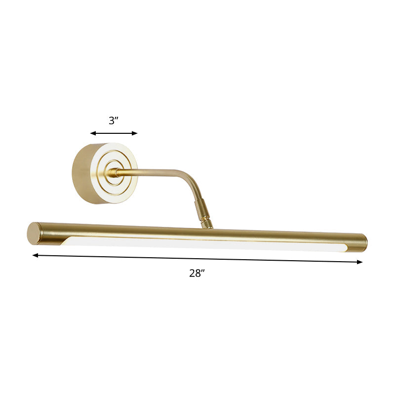 Frendorf | 16"/20" W Slim Zylindrischer Schminkspiegel Licht Modernismus Metall LED Gold Wandmontage Lampe für Schlafzimmer, Warm/Weiß Beleuchtung