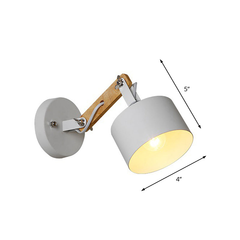 Frendorf | 1 bulb cilindrische wandlamp hedendaags witte metalen draaibare sconce lichtarmatuur voor gang