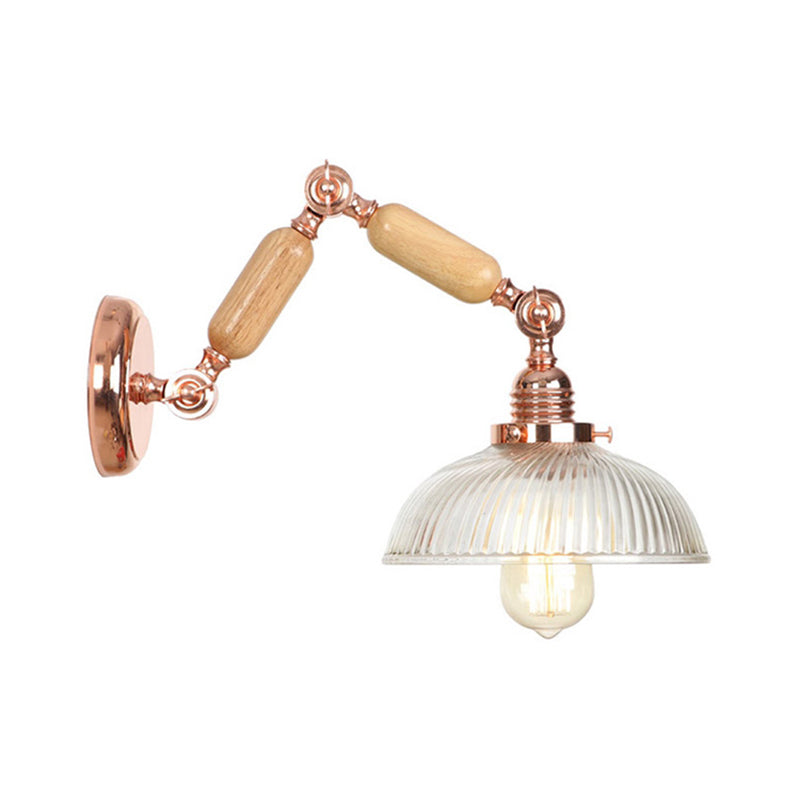 Frendorf | 1 Licht Prismatic Glas Wandlamp Licht Vintage Roségoud Kom Schlafzimmer Beleuchtung Fixture mit ausziehbarem Arm