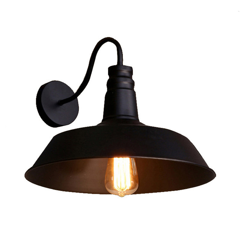 Frendorf | 1 Lampen Metall Wandleuchte Industriestil Schwarz/Weiß Scheune Schirm Porch Wandmontage Licht, 10"/14" Durchmesser