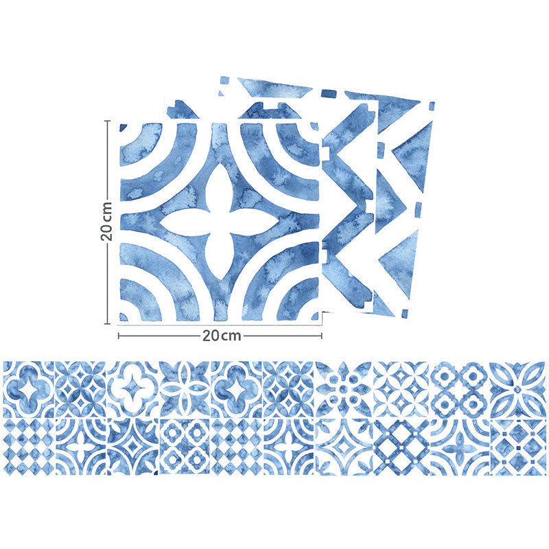 Frendorf | Bohemian Flower Peel Wandpaneele Blaue Fliesenoptik Wandkunst für das Wohnzimmer (20 Stück)