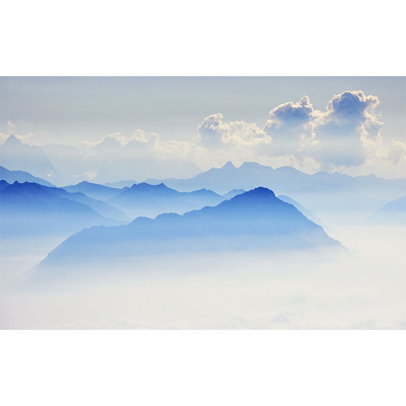 Frendorf | Blue Misty Mountain Landscape Mural Moisture-Resistant Wall Art for the Living Room