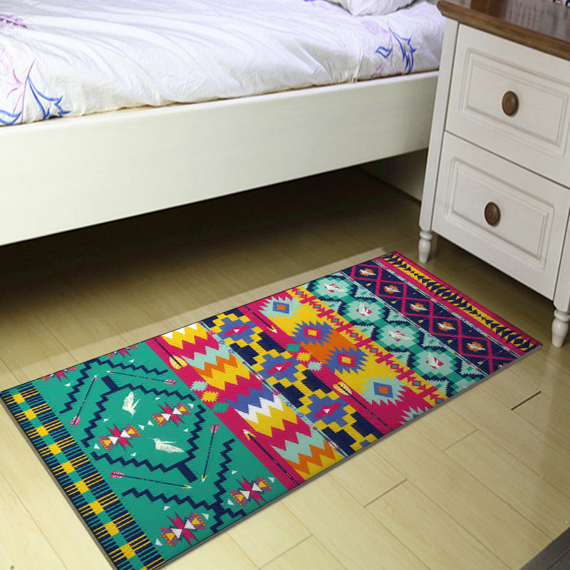 Frendorf | Banded Aztec Tokens Teppich Geometrische Tribal-Symbole Teppich Synthetisch Rutschfest Haustierfreundlicher Innenraumteppich für das Wohnzimmer