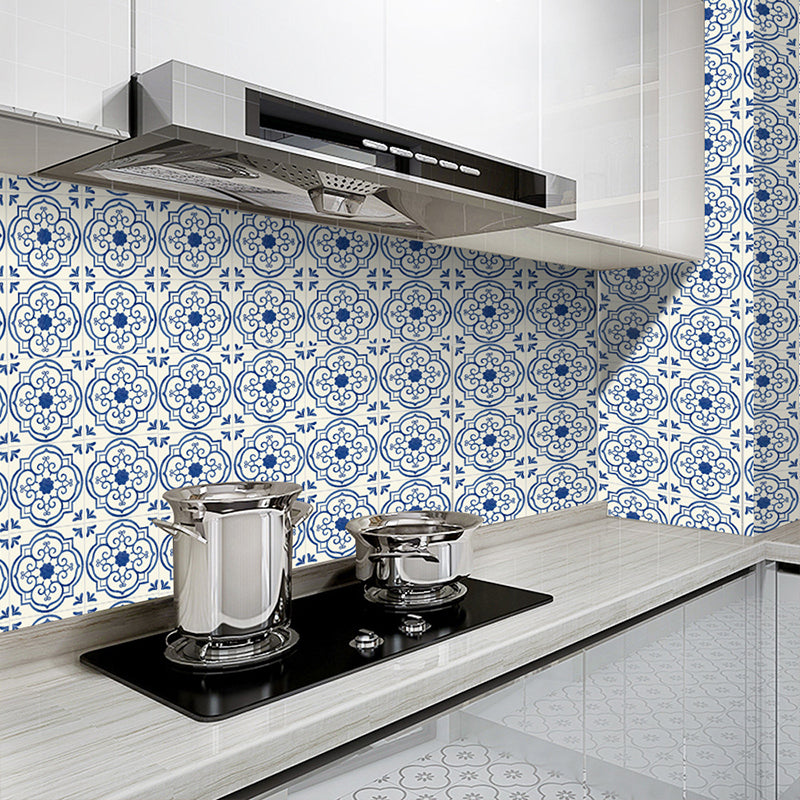 Frendorf | 20 Stk Blaue Blumen Tapetenpaneele Abgehobene Stäbe Küchenrückwand Wanddekoration