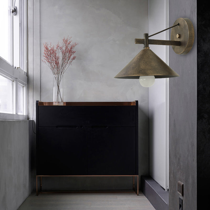 Frendorf | 1 Lichtmetalen Wandlamp Licht Industrieel Verouderd Zilver/Bronze Kegel Eetkamer Verlichtingsarmatuur