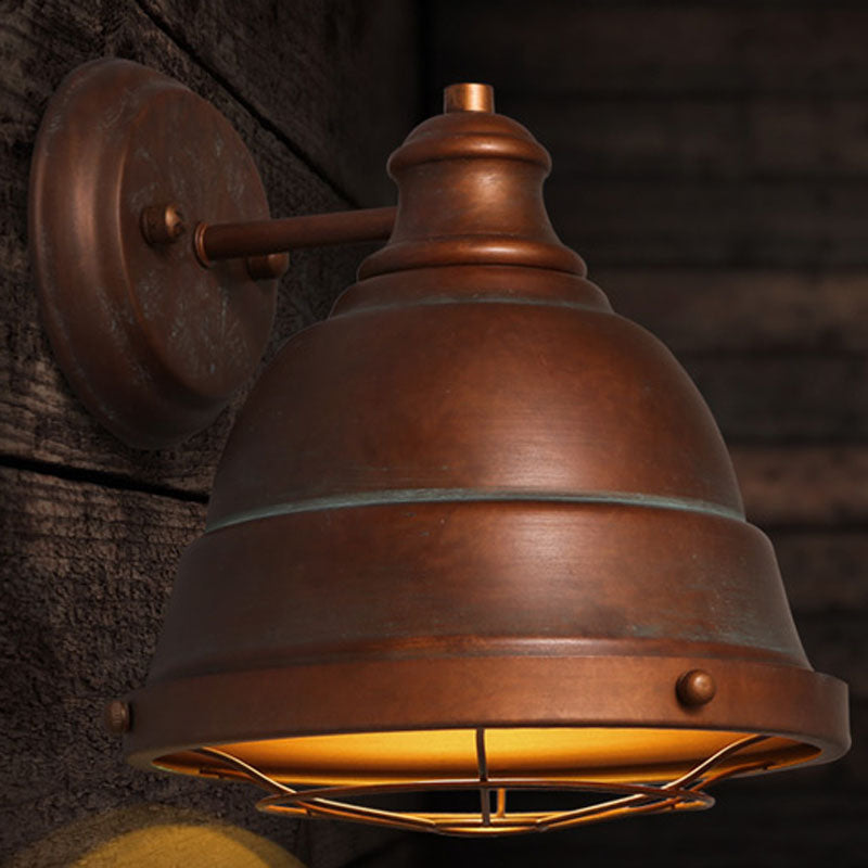 Frendorf | 1 Lichtkuppel Wandlamp met Draadkooi Vintage Stijl Zwart/Verweerd Koper IJzeren Wandlamp voor Trap