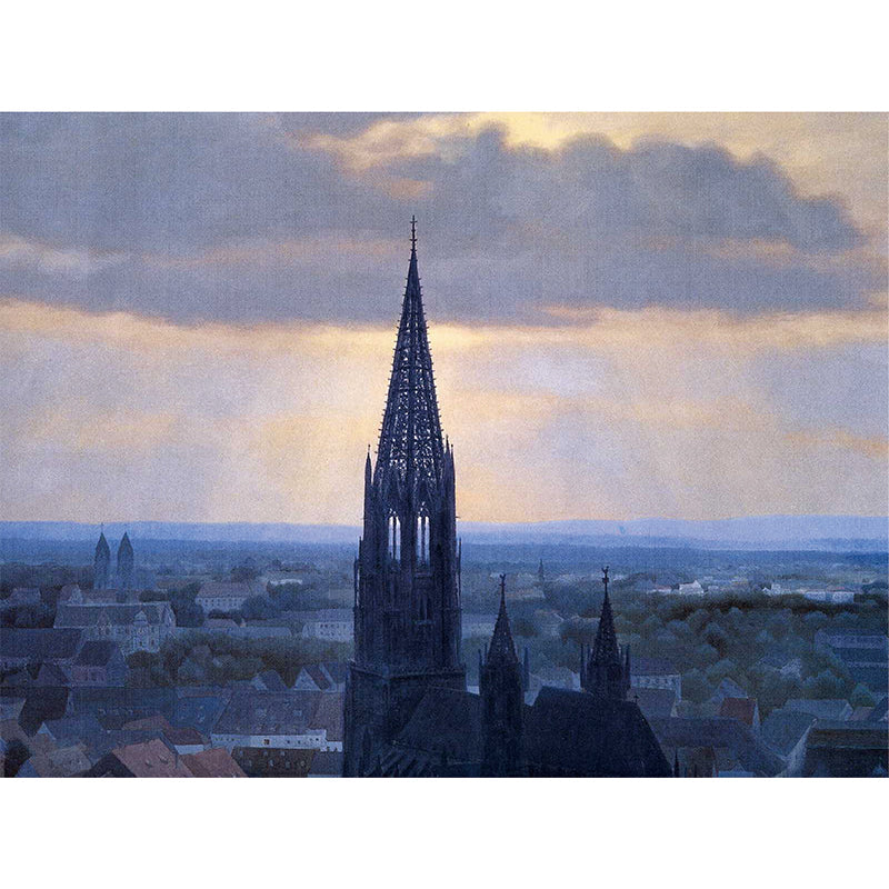 Frendorf | Blau Stadtgebäude Wandbildtapete zur Dekoration Moderne Spielzimmer Wandverkleidung