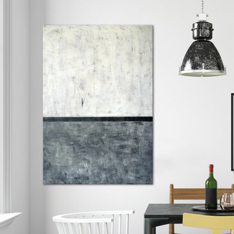 Frendorf | 2-Tone Kleur Blokkerende Canvas Grijs en Wit Minimalisme Muur Kunst Print voor Eetkamer