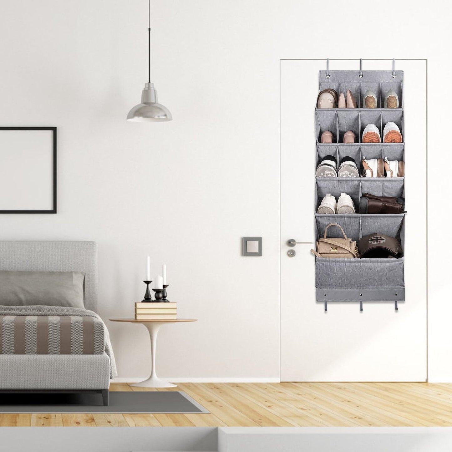 Frendorf | 16 Taschen Schuh-Organizer Über Der Tür 5-stufig mit 6 Haken