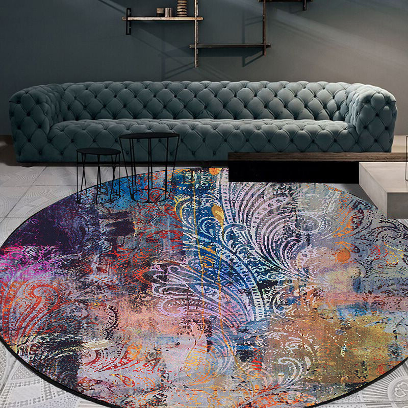 Frendorf | Blau Multicolor Moderner Teppich Polyester Paisleymuster Teppich Waschbar Rutschfeste Unterlage Teppich für Wohnzimmer