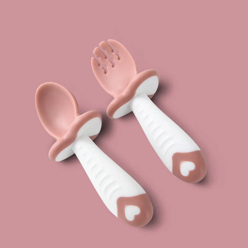 Frendorf | Baby Besteck Set – Ergonomischer Löffel und Gabel aus Silikon für Kleinkinder