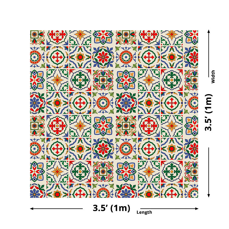 Frendorf | Bohemian Floral Pattern Wallpaper Panels Braune Badezimmer Selbstklebende Wanddekoration, 3,5' x 3,5"